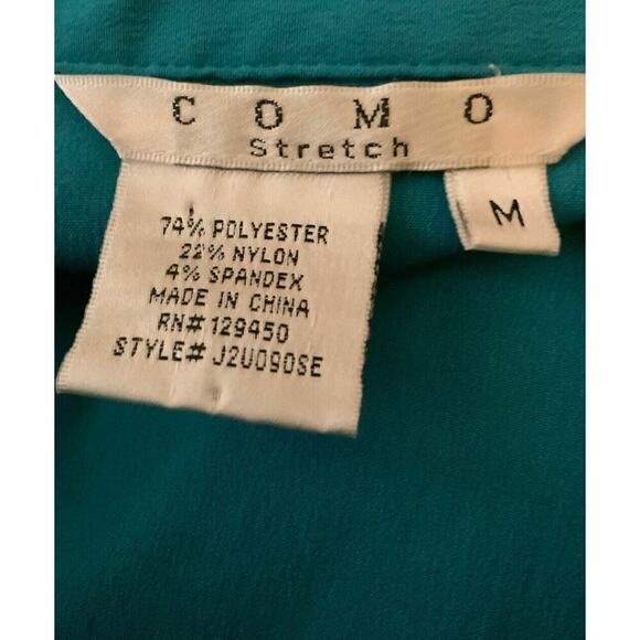Como Shirt Womens M Short Sleeve Collared Pleated Button Up Minimalist Preppy - Picture 3 of 5